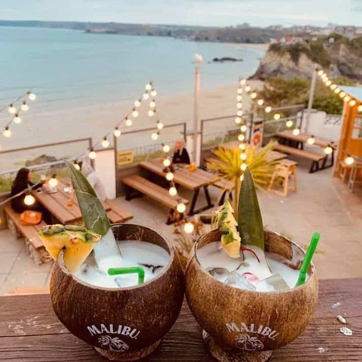 Beach bar with tropical drinks at Mitte Hostel, Berlin.